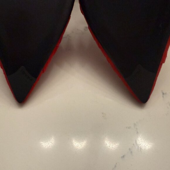 Prada Red Suede Slingback Kitten Heels Size 38 - Picture 14 of 15